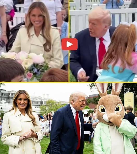 President Trump gushes over Melania in a sweet flirty moment during Easter Egg Roll event- VIDEO