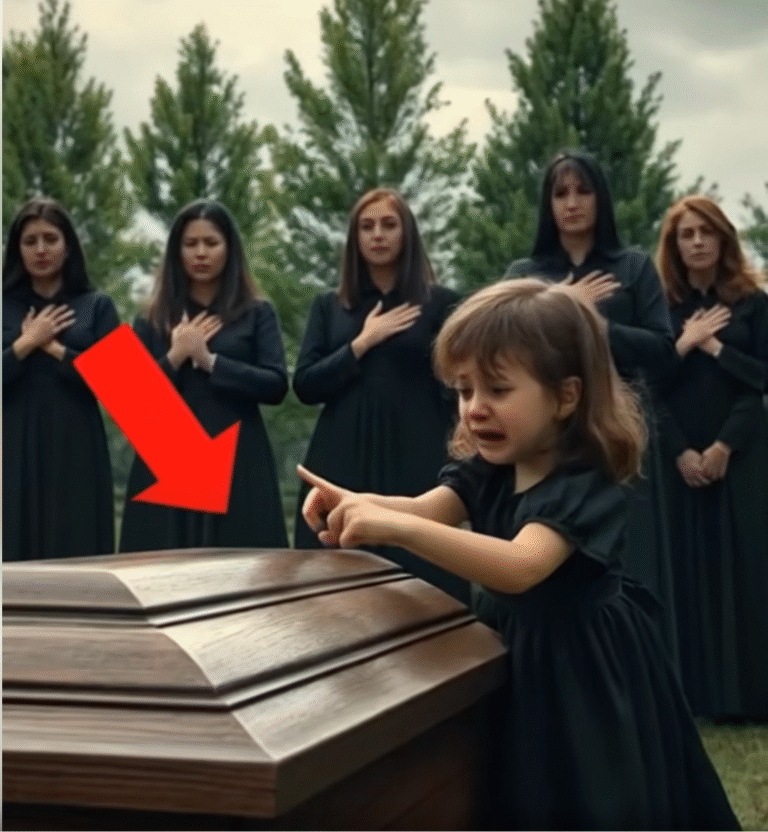 A 2-year-old girl kept pointing at her father’s coffin—what she said next left the whole